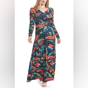 NWT! FarmRio Black Chevron knit jersey maxi dress Large